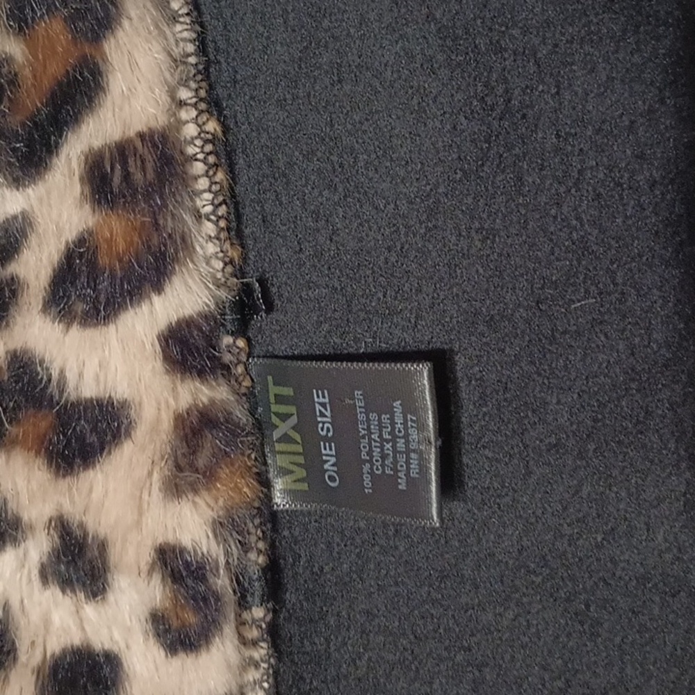 Mixit Black Cape with Leopard Trim - Picture 6 of 11